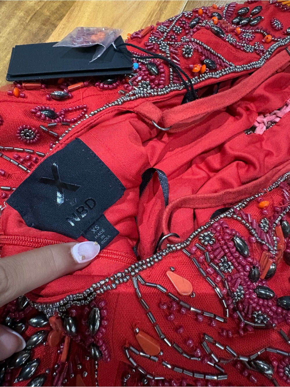 Revolve NBD Red Embellished
Beaded Romper - Picture 10 of 10